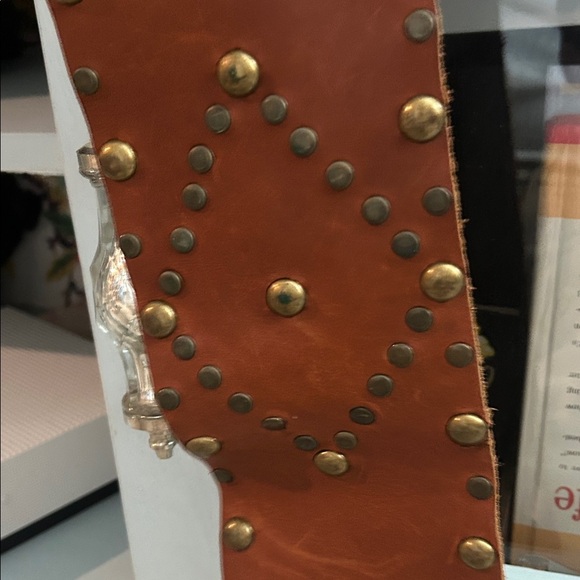 Arden B Brown Leather Belt with Gold Studs - Picture 7 of 12